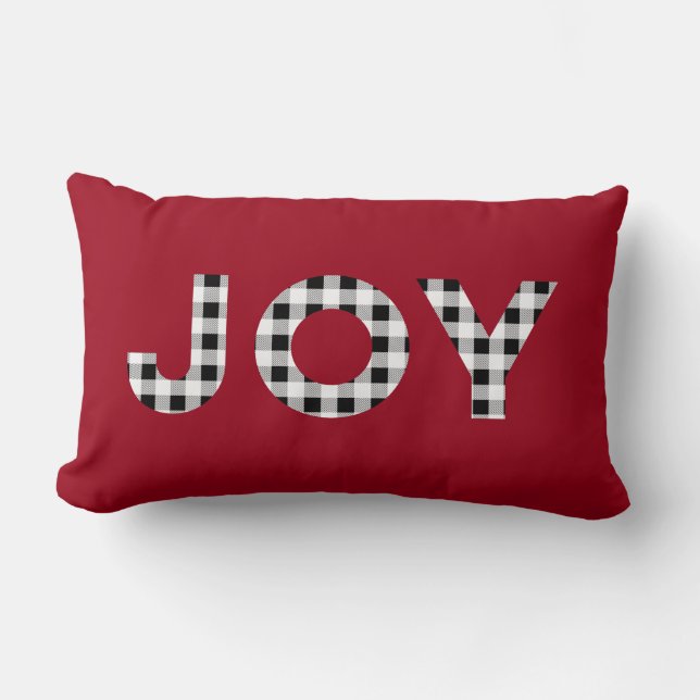 Coussin Rectangle Joy Red Buffalo Check Christmas Thellow (Recto)