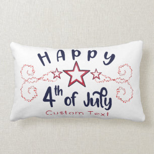 Coussin Rectangle Joyeux 4 juillet avec étoiles de texte personnalis