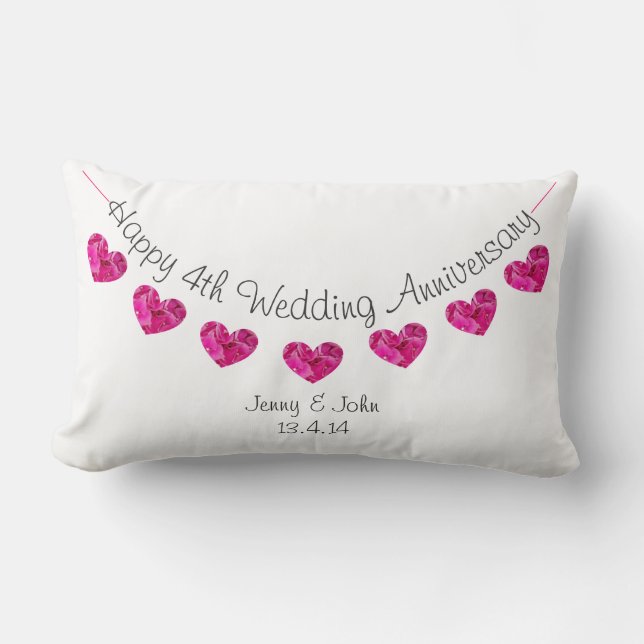 Coussin Rectangle Joyeux battement de coeur de fleur du 4e Mariage (Recto)