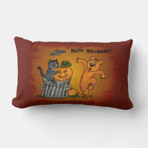 Coussin Rectangle Joyeux Halloween avec Cat Bat Dog et Spider