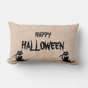 Coussin Rectangle Joyeux Halloween Cat effrayant Burlap Throw