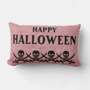 Coussin Rectangle Joyeux Halloween crâne effrayant Burlap Throw