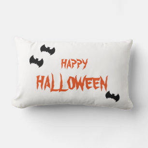 Coussin Rectangle Joyeux Halloween Épouvantable Chauve-Souris Blanc