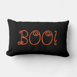 Coussin Rectangle Joyeux Halloween Orange Chevron Boo!
