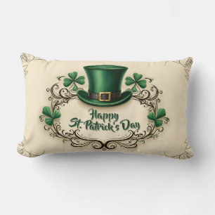 Coussin Rectangle Joyeux jour de la Saint-Patrick motif de trèfle