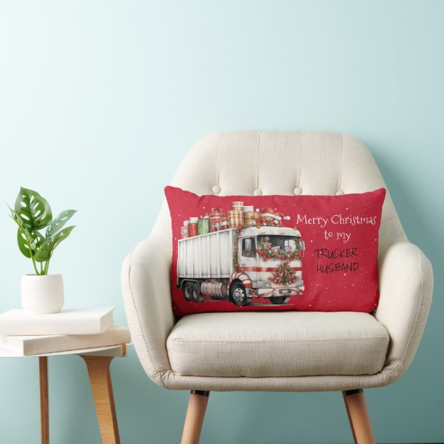 Coussin Rectangle Joyeux Noël à mon MARI TRUCKER (Chaise)