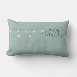 Coussin Rectangle Joyeux Noël avec une chaîne d'ornements