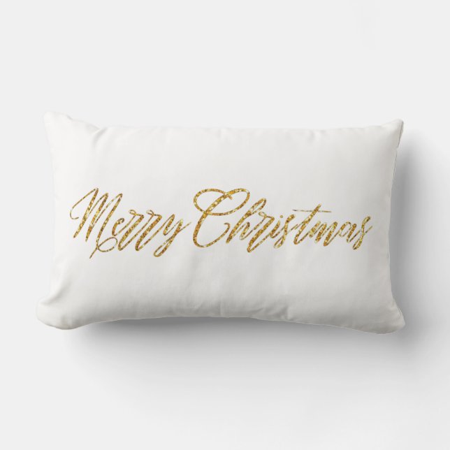 Coussin Rectangle Joyeux Noël de la Parties scintillant d'or (Recto)