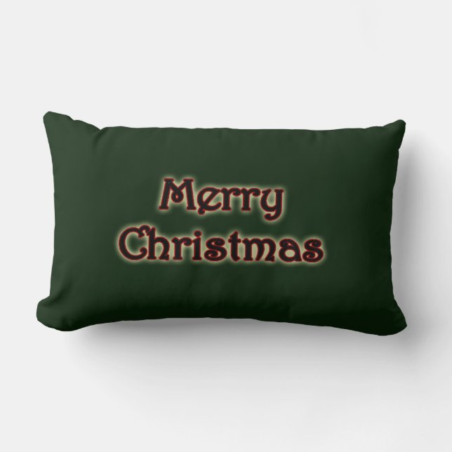 Coussin Rectangle Joyeux Noël de lueur verte riche (Recto)