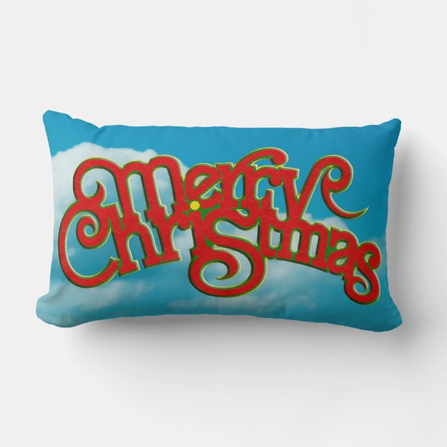 Coussin Rectangle Joyeux Noël - design texte + votre dos. & idées (Recto)
