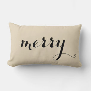 Coussin Rectangle Joyeux Noël Holly Script noir