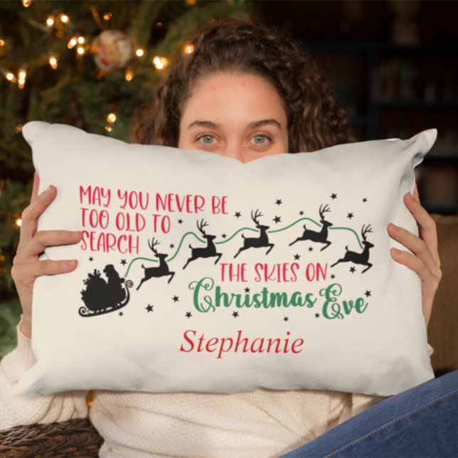 Coussin Rectangle Joyeux Noël Père Noël sur sa silhouette de dorsale (Créateur téléchargé)