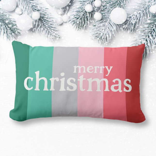 Coussin Rectangle Joyeux Noël rouge et vert (merry christmas throw pillow in green and red.)