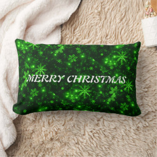 Coussin Rectangle Joyeux Noël Snowflakes Green