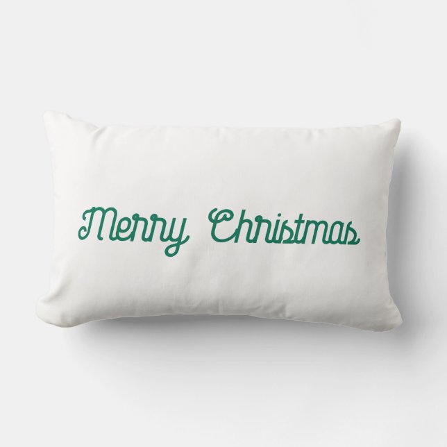 Coussin Rectangle Joyeux Noël vert ou ajouter votre texte Minimalist (Recto)