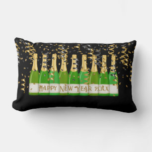 Coussin Rectangle Joyeux Nouvel An Confetti Bouteilles Fête Fun