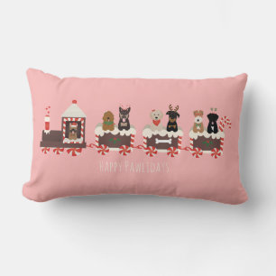 Coussin Rectangle Joyeux Pawlidays Chien Noël Train de vacances