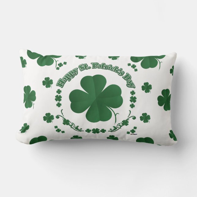 Coussin Rectangle Joyeux Shamrocks de St Patrick (Recto)