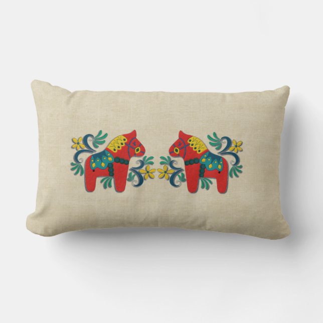 Coussin Rectangle Jumeaux de cheval de Dala de Suédois (Recto)