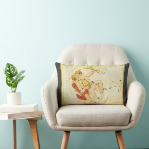 Coussin Rectangle Jumeaux de la constellation vintage Gemini Miroir 
