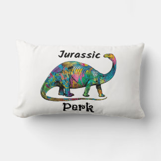 Coussin Rectangle Jurassic Perk Dinosaure Coloré Blanc