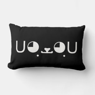 Coussin Rectangle Kaomoji Emoticon, chien coquelicot mignon