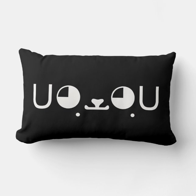 Coussin Rectangle Kaomoji Emoticon, chien coquelicot mignon (Recto)