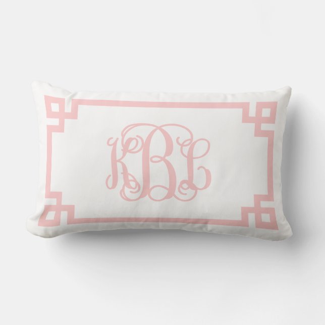 Coussin Rectangle KBL Pink Clé grecque Monogramme (Recto)