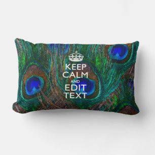 Coussin Rectangle Keep Calm and Have Your Text on Peacock Feathers