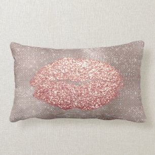 Coussin Rectangle Kiss Lips Parties scintillant Glam Maquillage Blus