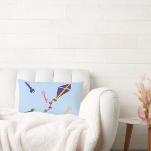 Coussin Rectangle Kite and Keys Whimsical Cartoon Art
