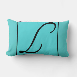 Coussin Rectangle L - La lettre L sur fond turquoise