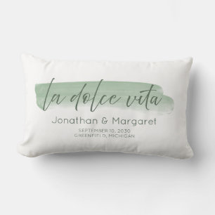 Coussin Rectangle La Dolce Vita - La vie douce à Sage Green