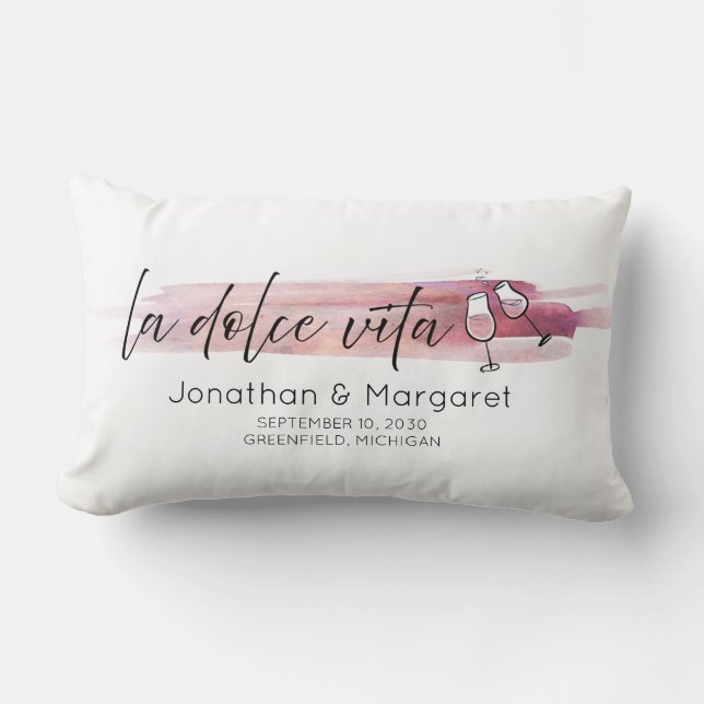 Coussin Rectangle La Dolce Vita - La vie douce avec du vin (Recto)