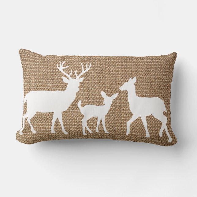 Coussin Rectangle La famille de cerfs communs sur le regard de toile (Recto)