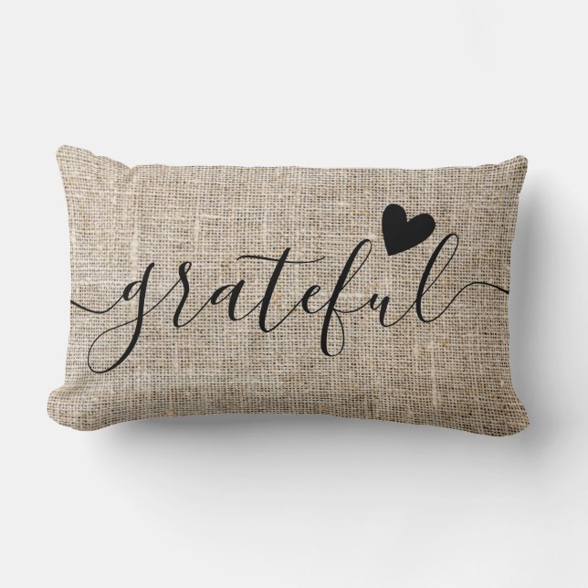 Coussin Rectangle La ferme rustique Grateful Thanksgiving Burlap (Recto)