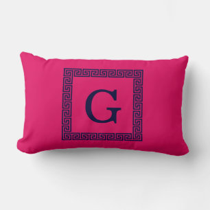 Coussin Rectangle La framboise, la clé grecque #1 de bleu marine a