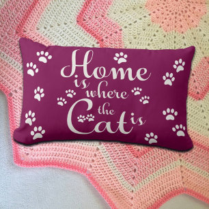 Coussin Rectangle La maison est là où le chat est de petites pattes