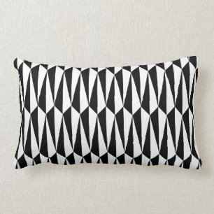 Coussin Rectangle La moitié du siècle géométrique, noir et blanc