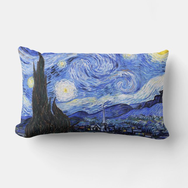 Coussin Rectangle La nuit étoilée de Van Gogh (Recto)