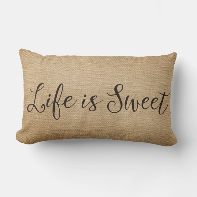 Coussin Rectangle La vie de toile de jute est douce (Recto)