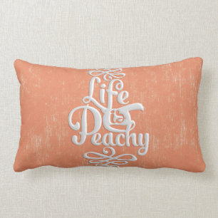 Coussin Rectangle La vie drôle est pêche Girly couleur pêche et