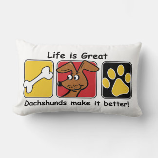 Coussin Rectangle La vie est grande - Dachshund Rendre la vie meille