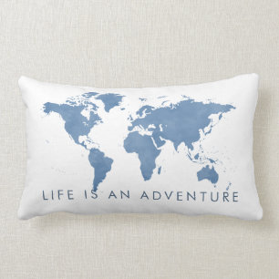 Coussin Rectangle La vie est une carte du monde bleu pour les bébé