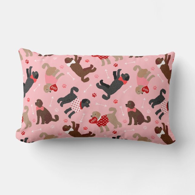 Coussin Rectangle Labradoodle / Goldendoodle Valentine Motif (Recto)