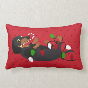 Coussin Rectangle Lâchez le teckel mignon d'acclamation de vacances