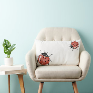 Coussin Rectangle Ladybugs blancs