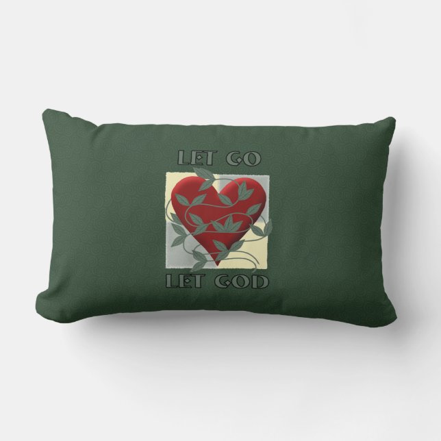 Coussin Rectangle Laisser Dieu Récupérer Citation Slogan Coeur Rouge (Recto)