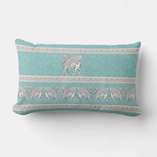 Coussin Rectangle Lamassu blanc (Recto)