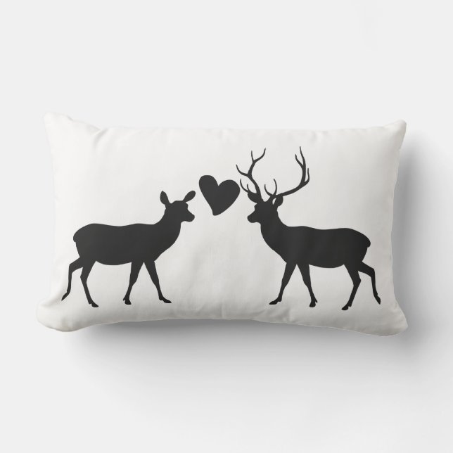 Coussin Rectangle L'amour des cerfs de bois avec des noms (Recto)